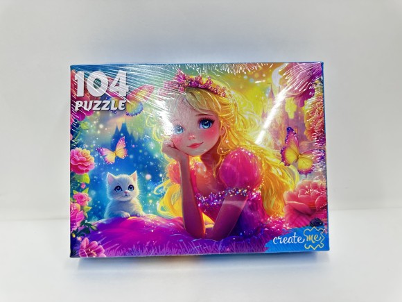 ПАЗЛЫ 104 элемента. ПРИНЦЕССА В РОЗОВОМ ПЛАТЬЕ (арт.Ф104-7604)