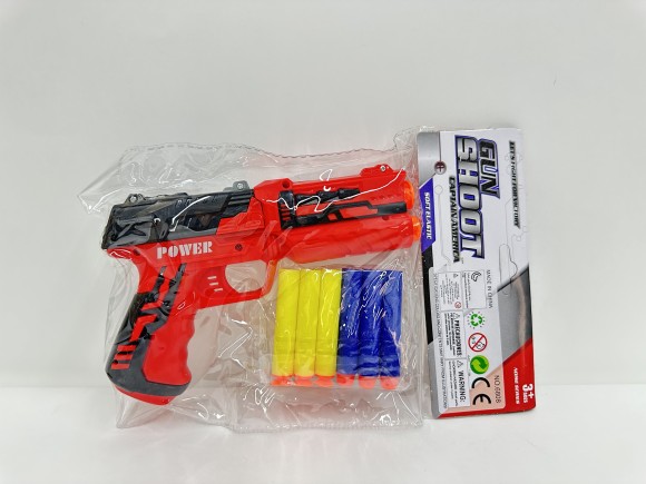 Бластер, стреляющий мягкими патронами, в комплекте 6 софт-патронов, в/п 18*4*12 см