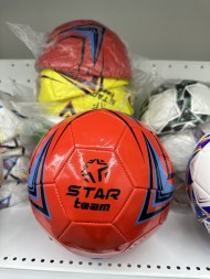 Мяч футбольный "STAR Team" PVC, 5 цв. в ассорт. (оранж. красн. зелен. желт. бел.), диаметр 22 см, в/