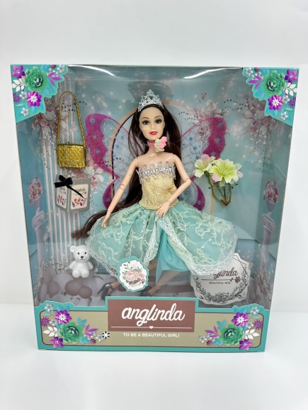 Набор "Принцесса, кукла (ручки, ножки на шарнирах) с аксессуарми, в/к 28*6,5*33 см